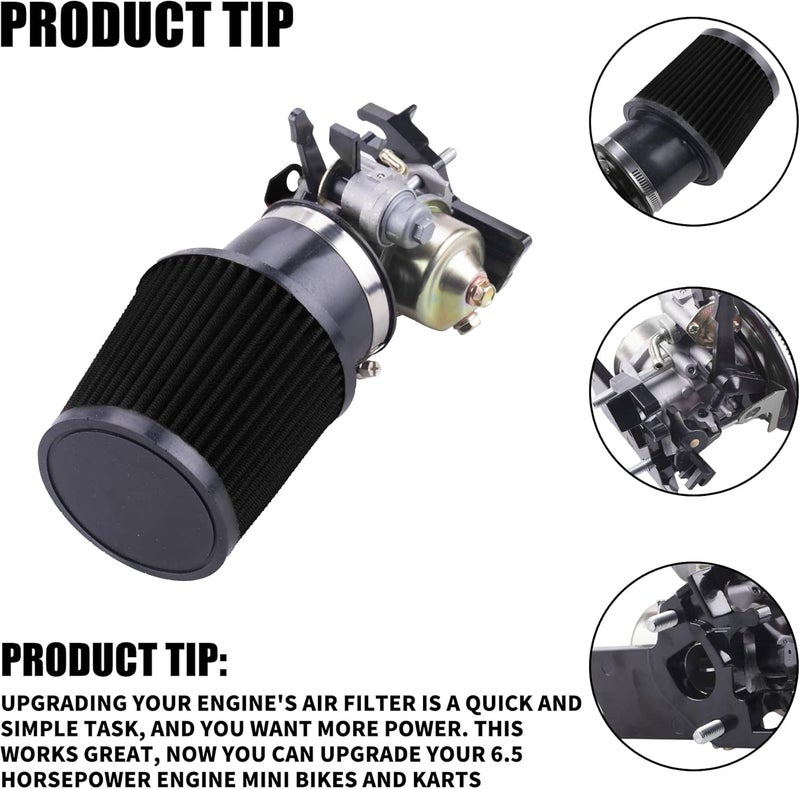 MRELC High Performance Upgraded Carburetor Air Filter adapter Intake Spark Plug Kit fit for Predator 212cc 6.5 Hp Honda Gx160 Gx200 196cc Coleman CT200U Trail CT100U Mini Bike Go Kart Racing（Black） - Image 2
